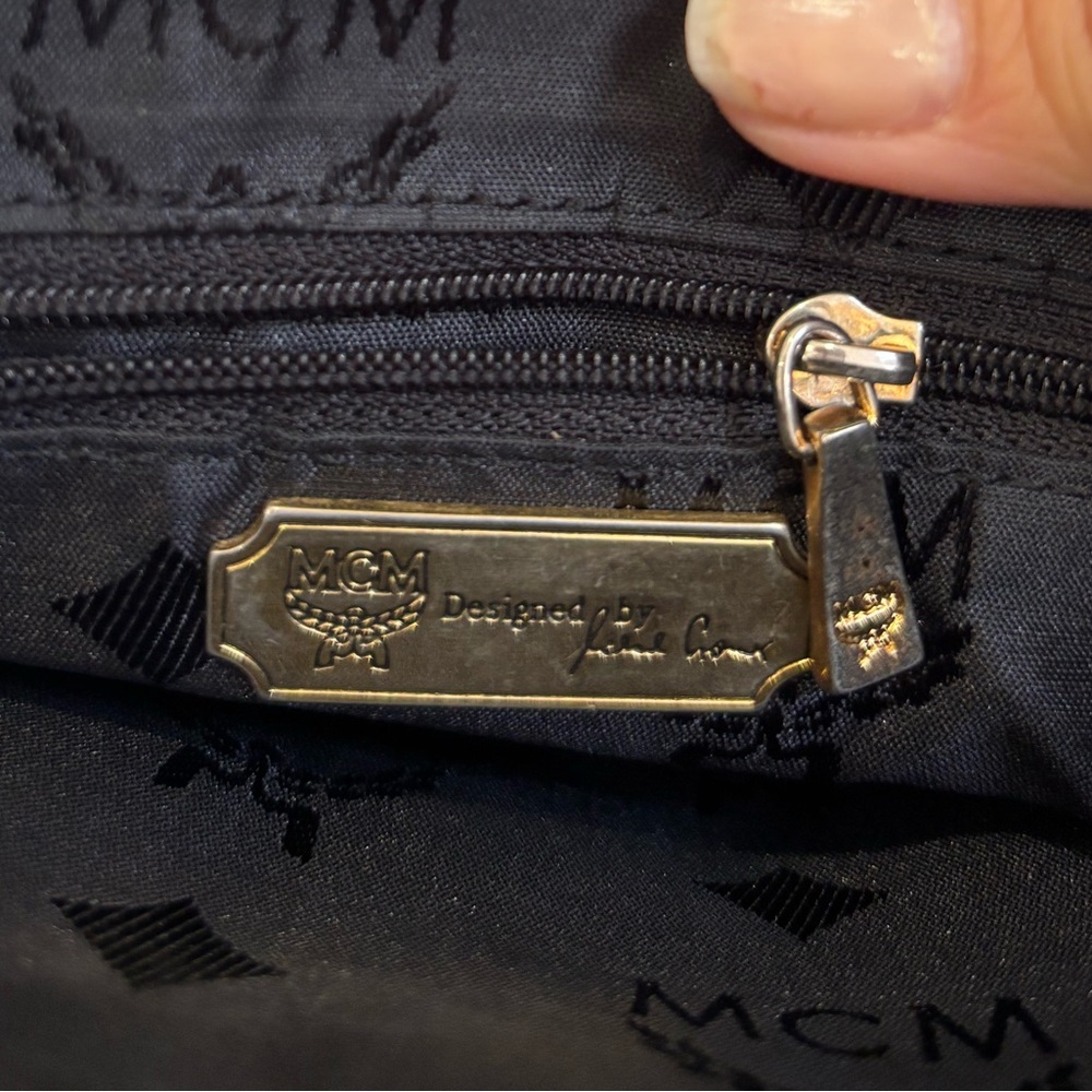 MCM Vintage Black Pebbled Leather Chain Crossbody Bag Gold Hardware - Picture 12 of 13